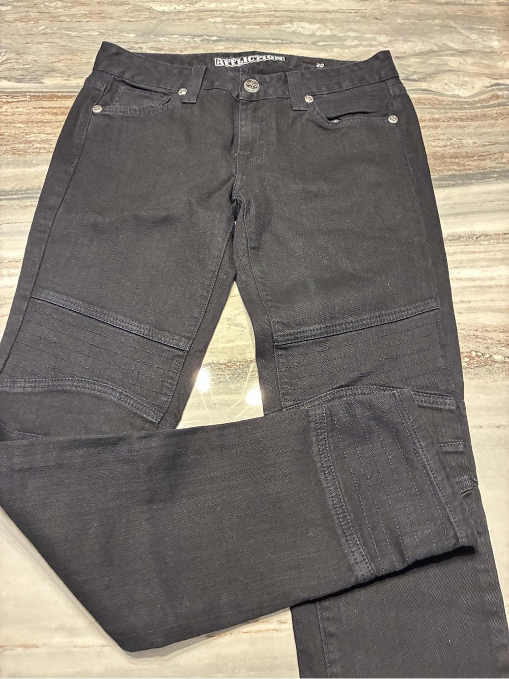 Affliction moto jeans sz 30 sexy zipper ankle like new
